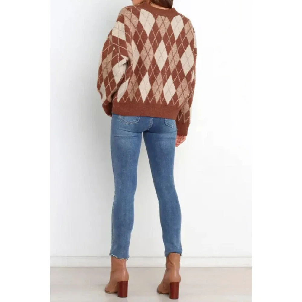 Petal & Pup BRITNEY Long Sleeve CARDIGAN- BROWN, MEDIUM - Picture 2 of 2